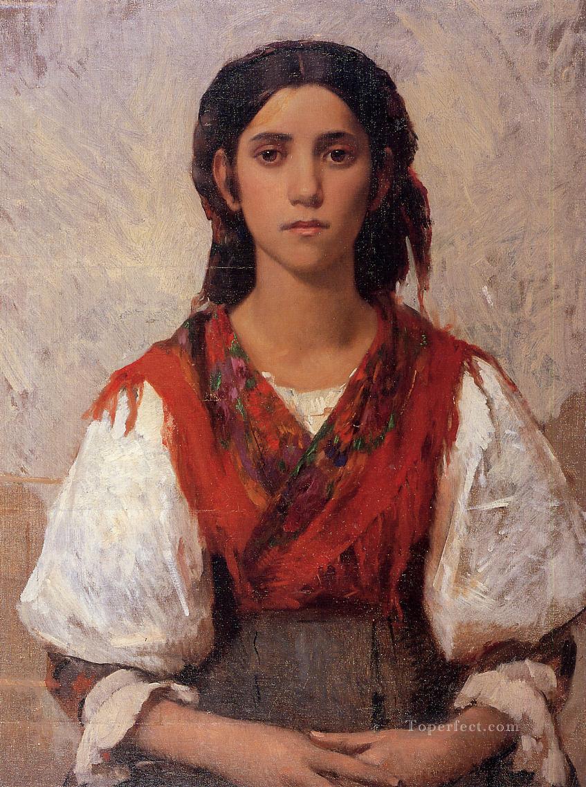 Florentine Flower Girl portrait Frank Duveneck Oil Paintings